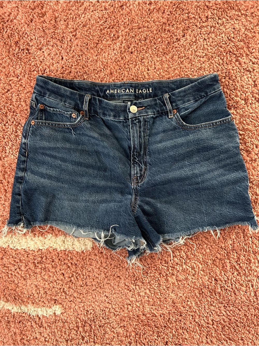 American Eagle Outfitters Dark Indigo Frayed Hem Denim Shorts